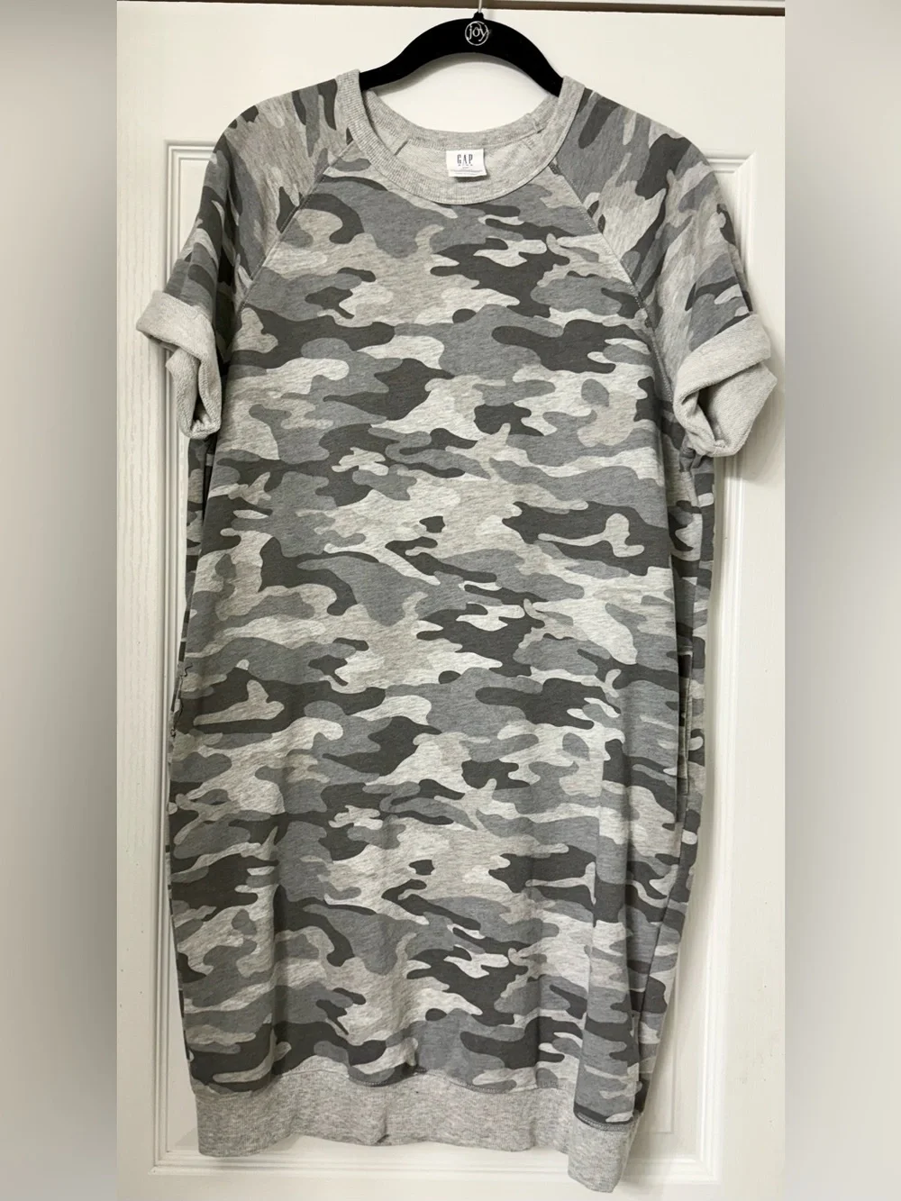 GAP Gray Camo Short Sleeve Sweatshirt Dress